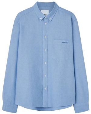 Isabel Marant Weiße Baumwoll-Langarmhemd - Blau