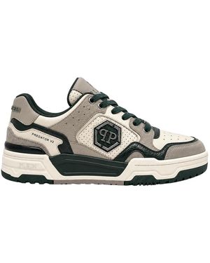 Philipp Plein Schoenen ,Leer Low-Top Predator V2 Sneakers - Grijs