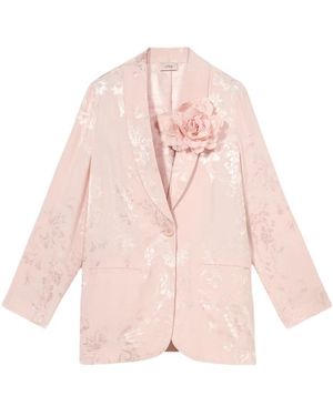 Oltre Jassen ,Roze ,Jacquard Blazer Met Broche