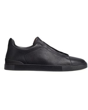 ZEGNA Schwarze Hirschleder Triple Stitch Sneakers