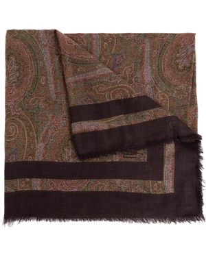 Etro Accessoires ,Bruin ,Kasjmier Bedrukte Sjaal