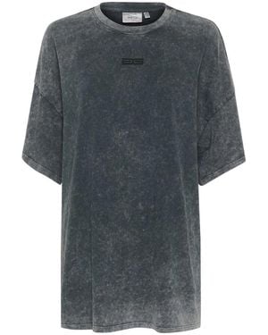Gestuz Tops ,Grijs ,Katoen Donkergrijs Gewassen Oversized Tee Top