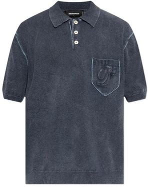 DSquared² Tops ,Blauw ,Katoen Signature Polo Met Korte Mouwen