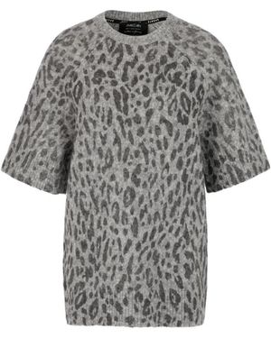 Marc Cain Truien & Vesten ,Grijs ,Wol Extended Leopard Pullover