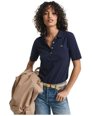 GANT Tops ,Blauw ,Katoen Shield Piqué Polo Shirt
