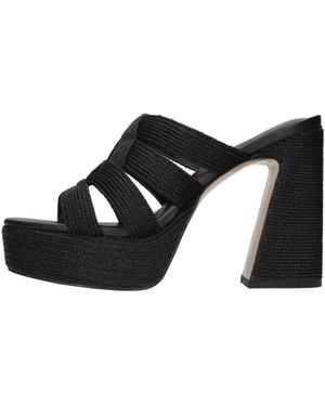 Emanuélle Vee Heeled Mules - Black