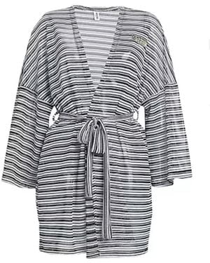 Moschino Truien & Vesten ,Veelkleurig ,Leer Maxi Cardigan A Righe - Wit