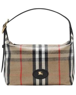 Burberry Coated Canvas Handbag Met Checkpatroon - Metallic