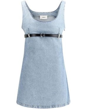 Coperni Denim Korte Jurk Met Leren Riem - Blauw