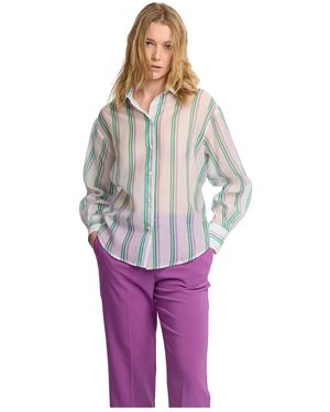 Kocca Slim Langermijn Gestreepte Blouse - Paars