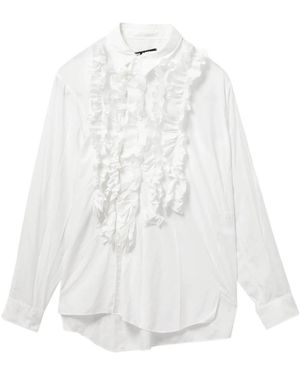 Comme des Garçons Overhemden ,Wit ,Leer Shirt Met Ruches