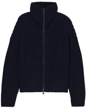 Closed Dikke Gebreide Vest Met Hoge Hals En Rits - Blauw
