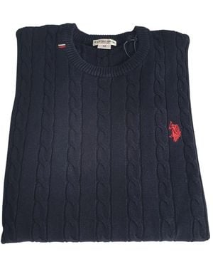 U.S. POLO ASSN. Truien & Vesten ,Blauw ,Maglia Girocollo A Treccia