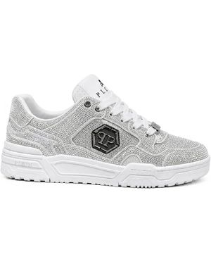 Philipp Plein Schoenen ,Wit ,Leer Lo-Top Sneakers Predator - Grijs
