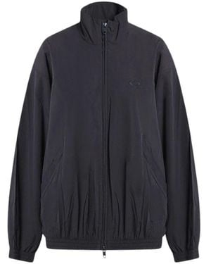 Balenciaga Jassen ,Zwart ,Polyester Lichte Bomberjack Met Capuchon - Blauw