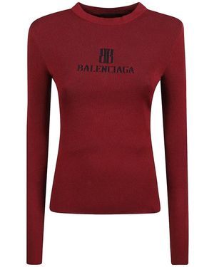 Balenciaga Round-Neck Knitwear - Red
