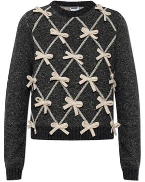Moschino Textured Knit Jumper With Decorative Bows - Black