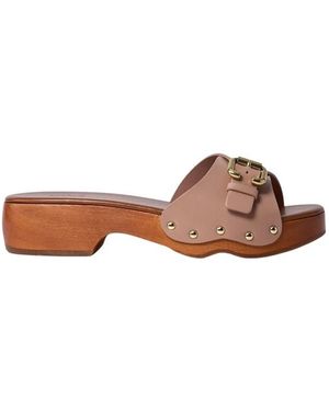 Chloé Heeled Mules - Brown