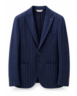 Paoloni Jassen ,Blauw ,Katoen Pinstripe Jersey Jas