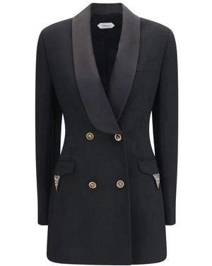 Versace Jassen ,Zwart ,Wol Wol Dubbelknoops Blazer
