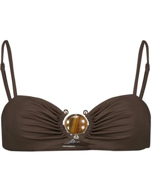 Christopher Esber Badmode ,Bruin ,Mineral Stone Bandeau