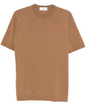 Lardini Truien & Vesten ,Bruin ,Katoen Ribbed Crew Neck T-Shirt