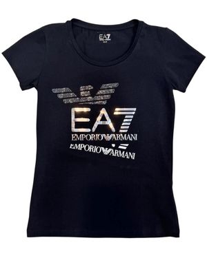 EA7 Damen Rundhals T-Shirt - Blau