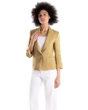 Marella Washed Linen Blazer - Metallic