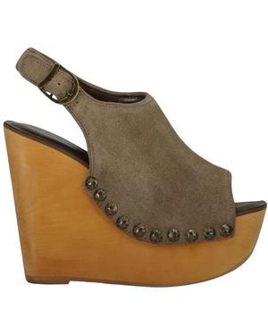 Jeffrey Campbell Schoenen ,Suède Snick-Std Wedge Sandaal - Bruin
