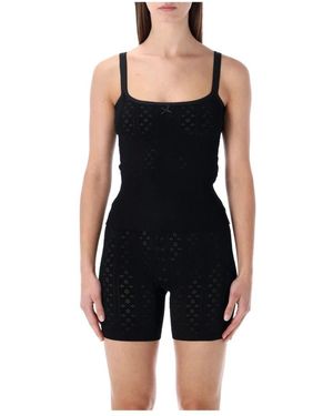 JW Anderson Tops ,Zwart ,Polyester Gebreide Pointelle Cami Top