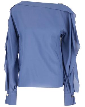 Lanvin Overhemden ,Blauw ,Leer Top Met Lange Mouwen