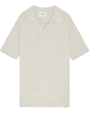 NN07 Polo in lino maglia con colletto aperto - Bianco