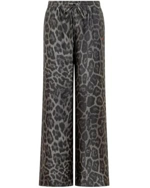Stella McCartney Leopard Print Silk Trousers With Drawstring Waistband - Grey