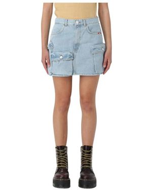 AMISH Mini Denim Cargo Rok - Blauw