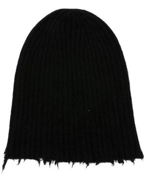 Uma Wang Schwarze Gerippte Kaschmir Beanie Stil