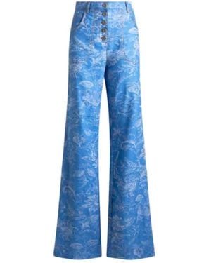 Etro Flared Jacquard Denim Jeans - Blauw