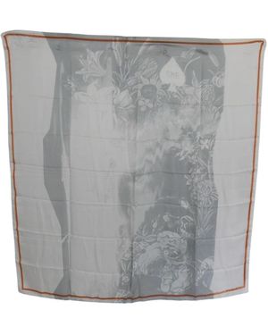 CoSTUME NATIONAL Grijze Zijden Bloemenprint Sjaal - Grijs