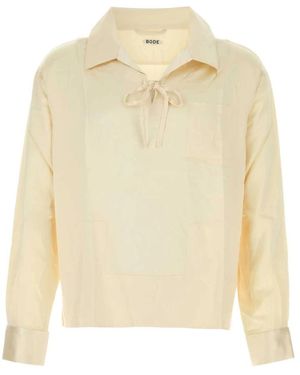 Bode Cremefarbene Satin Maze Bluse - Weiß