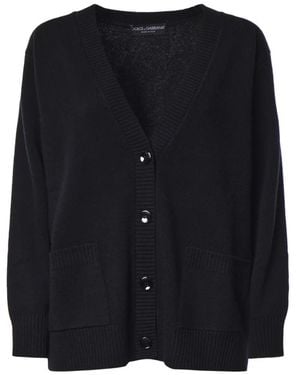 Dolce & Gabbana Truien & Vesten ,Zwart ,Wol Wollen Vest Met Geborduurd Logo