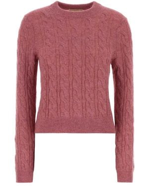 Michael Kors Truien & Vesten ,Roze ,Nylon Kabel Gebreide Trui Van Nylon En Alpaca Blend - Rood