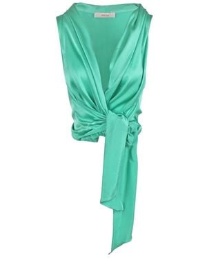 Jucca Top in seta con scollo a v - Verde