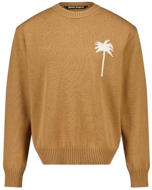 Palm Angels Round-Neck Knitwear - Brown