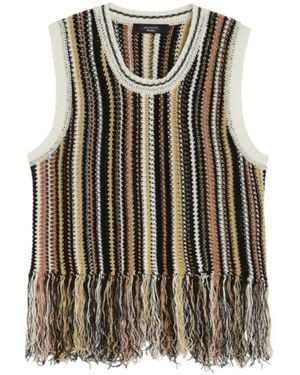 Weekend by Maxmara Brauner Häkelpullover Mit Fransendetail