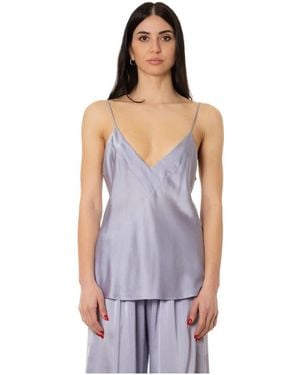 forte_forte Tops ,Paars ,Zijden V-Hals Top
