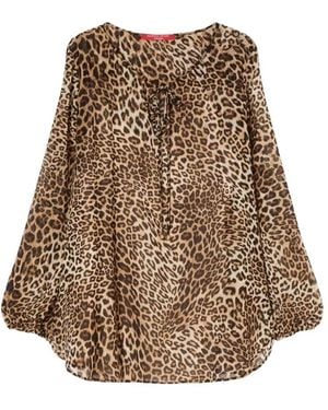Marina Rinaldi Leopardenmuster Bluse Mit Schleife - Braun