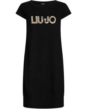Liu Jo Baumwollkleid Mit Frontlogo - Schwarz