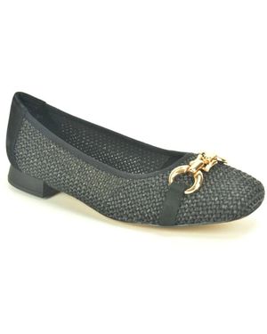 Caprice Schoenen ,Zwart ,Raffia Ballerine +Gar. Plat - Groen