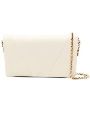 Chloé Flap Wallet Mit Goldener Kette - Weiß