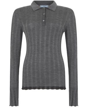 Prada Tops ,Grijs ,Katoen Polo Sweater