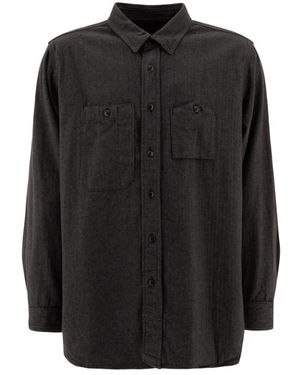 Engineered Garments Graues Flanell-Arbeits Hemd Mit Französischem Kragen - Schwarz